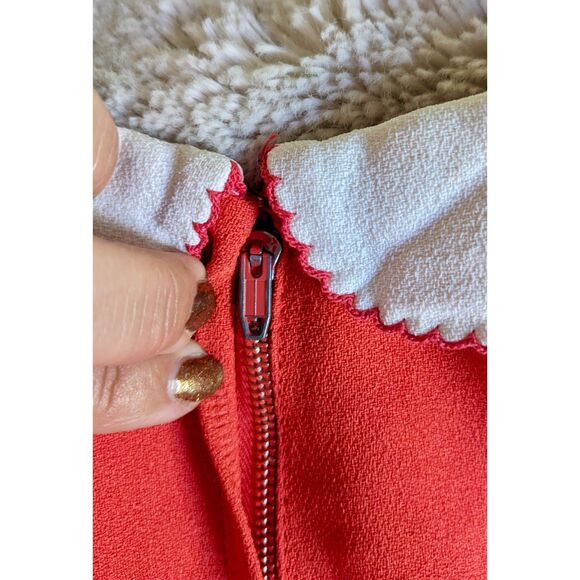 RARE Vintage 60s SHUBETTE OF LONDON Orange Crepe Daisy Mod Mini Dress, Sz 00 / 0 - Picture 7 of 14